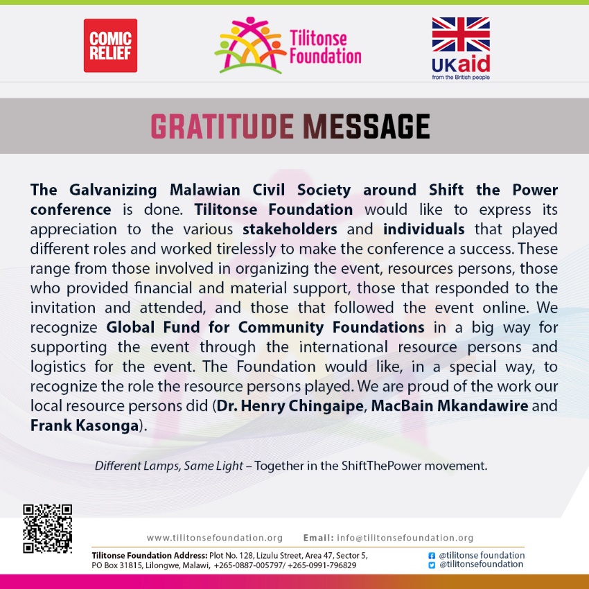 Shift the Power conference gratitude message