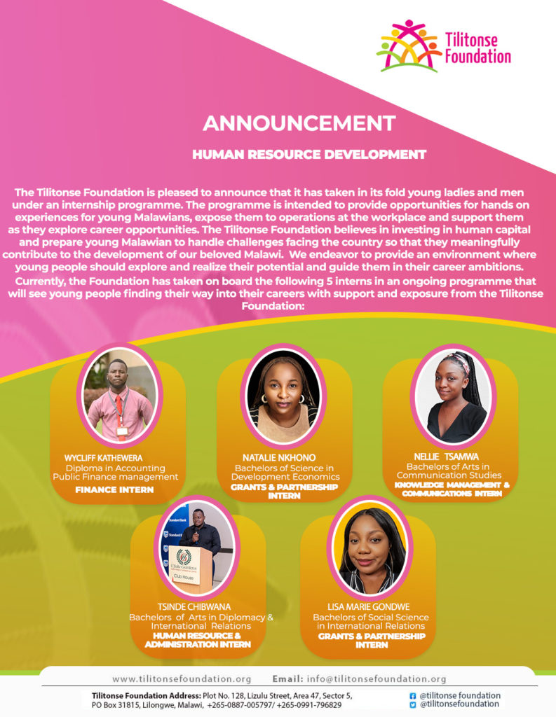 Tilitonse Foundation internship programme