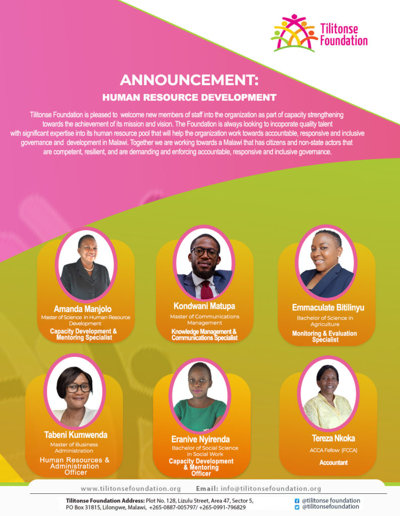 tilitonse foundation recruitment announcement